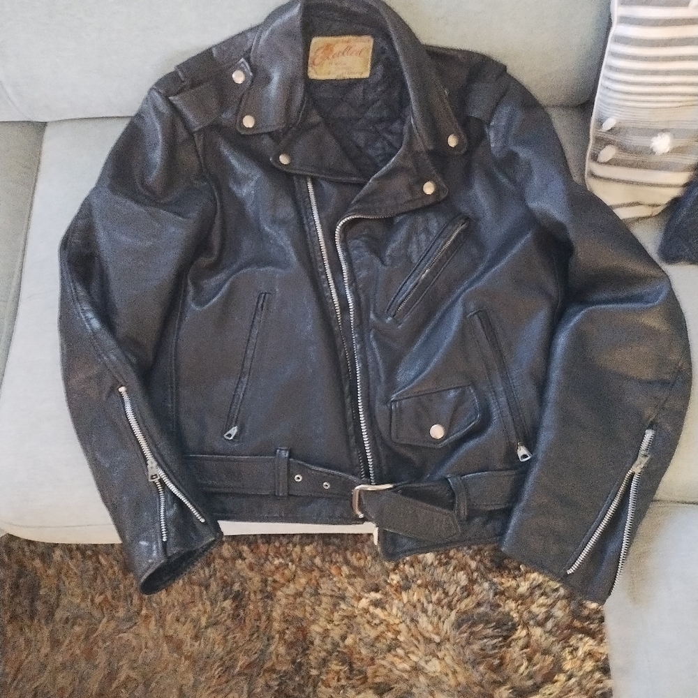 Black Moto Jacket with Zippered Front and Tailored Fit